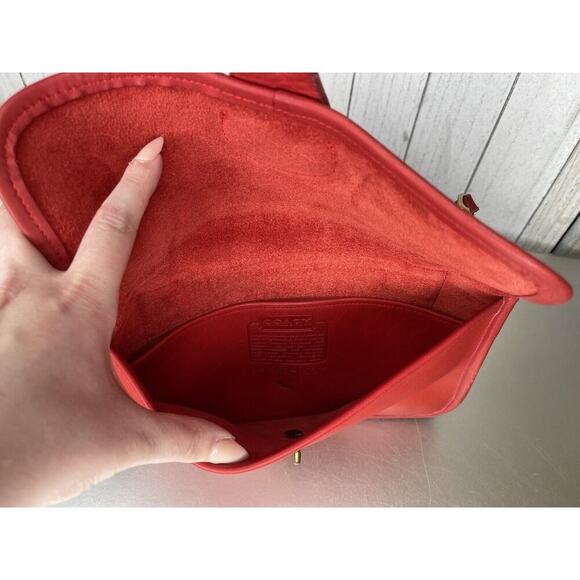 Vintage COACH Bonnie Cashin Double Turnlock Twin Clutch Shoulder Bag RED *RARE* - Picture 6 of 13